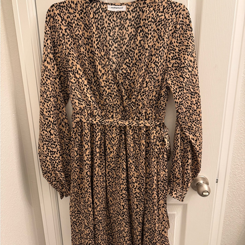Motherhood Maternity Leopard Print Long Sleeve Dress